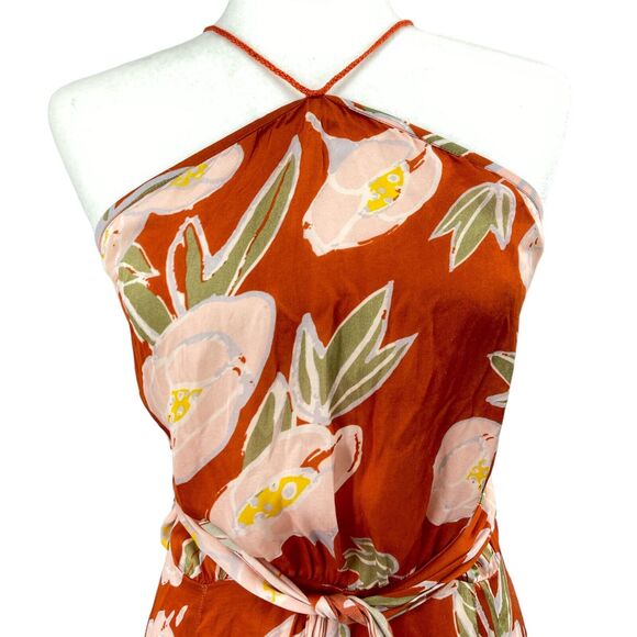 CAROLINA K Womens Luz Peonies Print Halter Maxi Dress Sz‎ Large - Picture 4 of 11